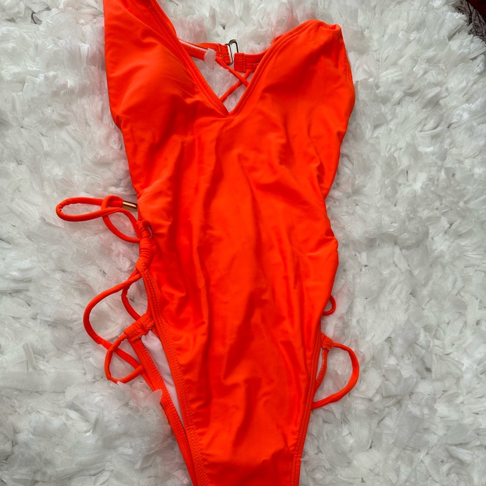 orange swim suit
